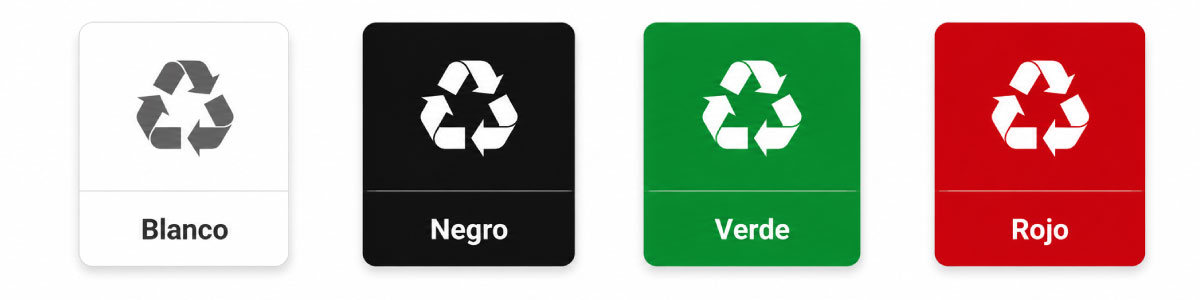 Colores de marcación disponibles: blanco, negro, verde y rojo